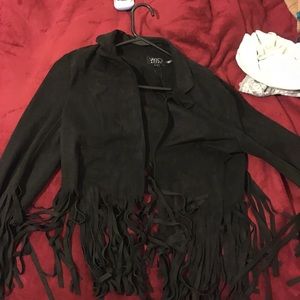 Suede fringed cropped jacket